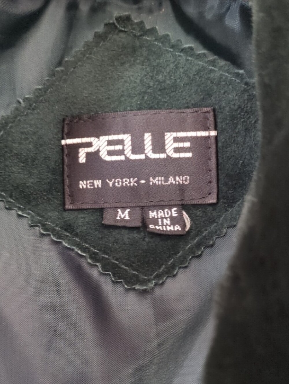 Pelle Dark Green Suede Puffer Jacket with Patterned Wool Sleeves - Picture 2 of 9